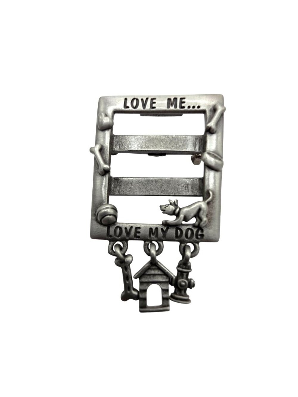 Love My Dog Pewter Brooch Pendant Dangling Charms By JJ animal womens Jewelry